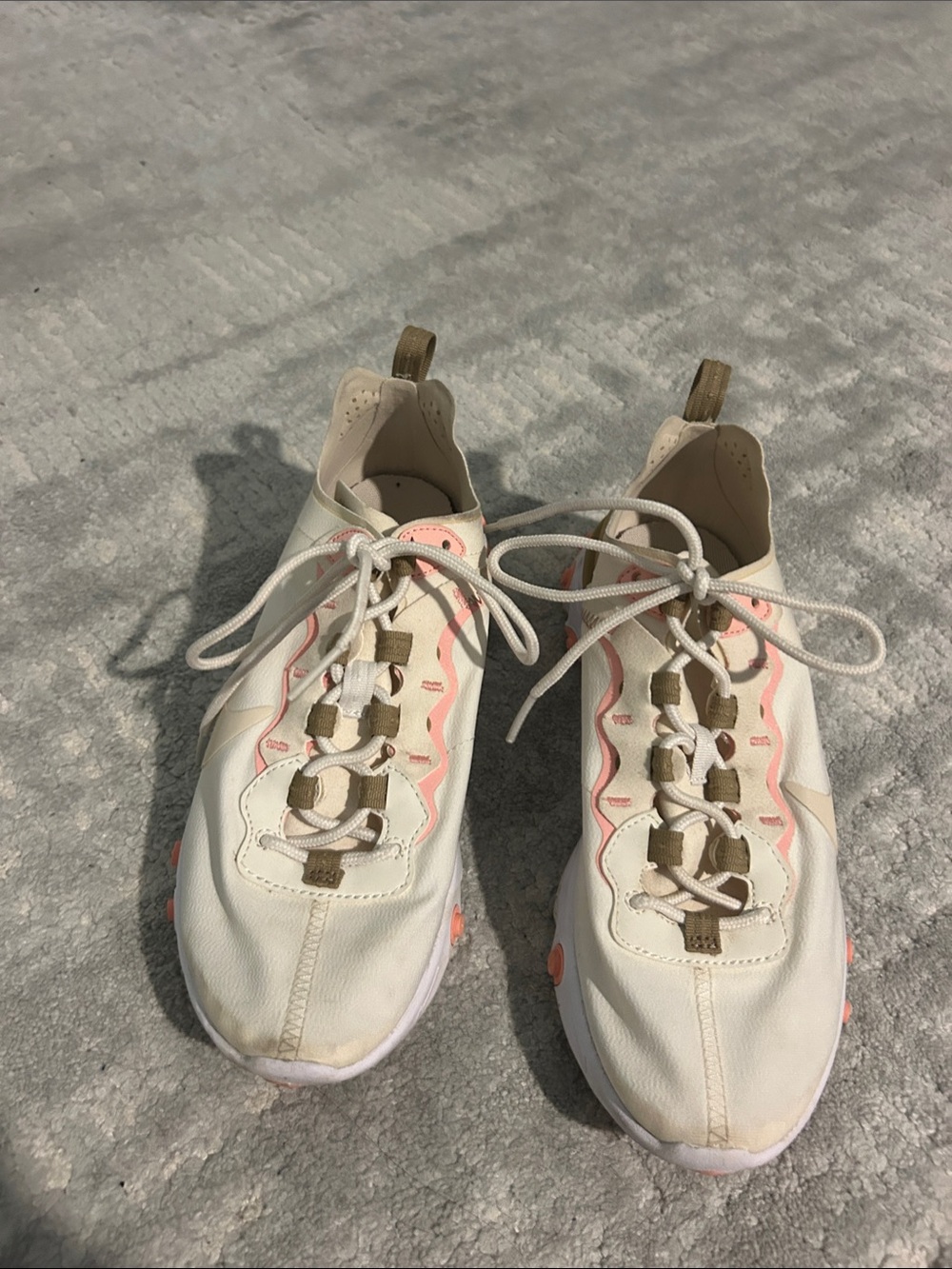 Nike React Women's Cream and Coral Lace-Up Sneakers